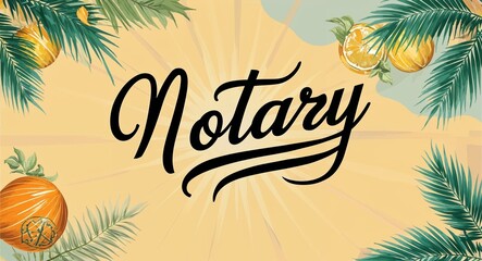 Obraz premium notary calligraphic word lettering on summer concept holiday design background