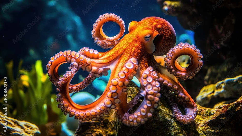 Poster A Vibrant Octopus in its Underwater Habitat