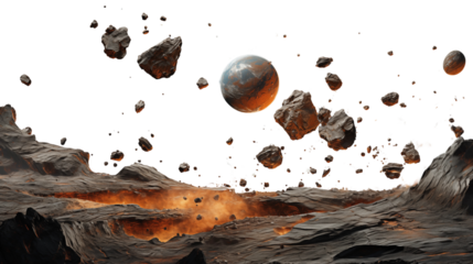 Space asteroids die cut, Isolated on Transparent Background.