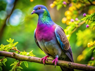 Fototapeta premium Serene Pigeon Perched on a Branch Symbolizing Peace and Tranquility in Nature's Embrace