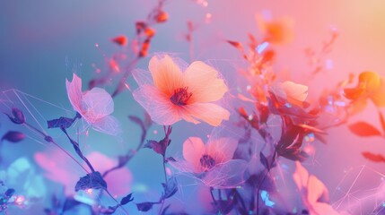 Enchanting Floral Fantasy: A Vibrant Bloom Under the Sunset Sky
