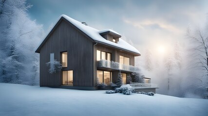 house with winter