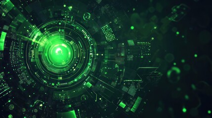 Obraz premium Abstract Digital Interface with Green Glow