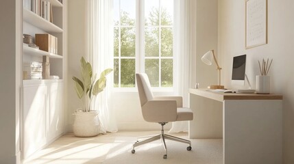 Bright and Serene Modern Home Office Setup