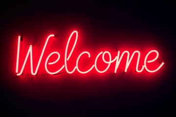 Neon "Welcome" sign with a retro style, bright and inviting, perfect for storefronts, businesses, or events. 