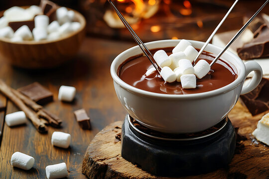 Indulge in a Warm and Sweet Marshmallow Fondue Experience.