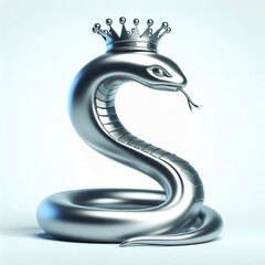 Naklejka premium a cool and hip silver shinny metallic futuristic snake with the crown character