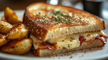 Grilled Cheese Sandwich with Crispy Potatoes
