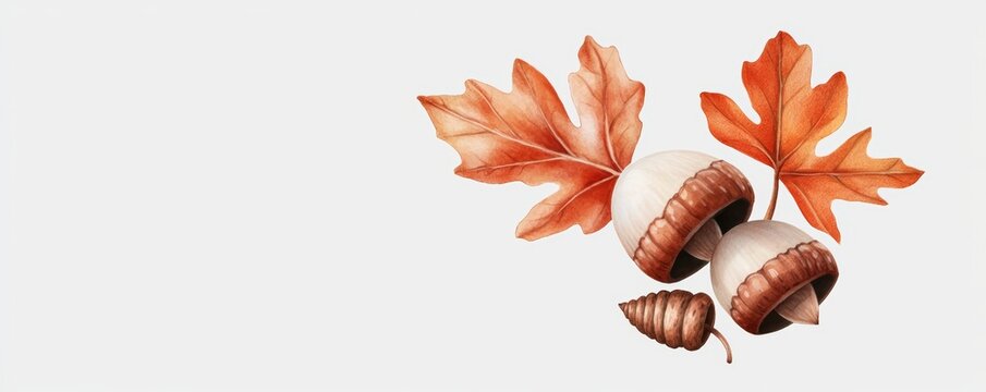 Thanksgiving greeting card design, incorporating acorns and leaves as part of a heartfelt seasonal message.