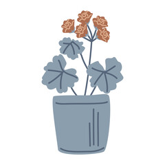 A homemade flower in a pot Geranium. Vector illustration isolated on a white background