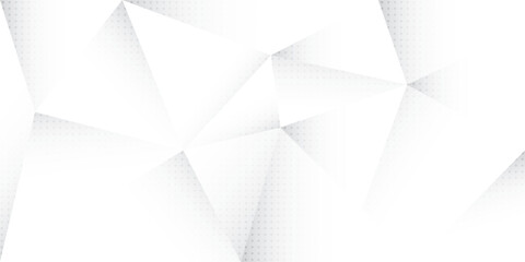Fototapeta premium Abstract white and gray color, modern design stripes background with low poly pattern and dot pattern. Vector illustration.