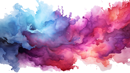 Watercolor galaxy splash, Isolated on Transparent Background.