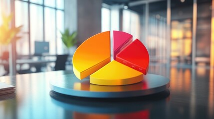 Fototapeta premium Colorful Pie Chart on Office Desk Displaying Data Insights