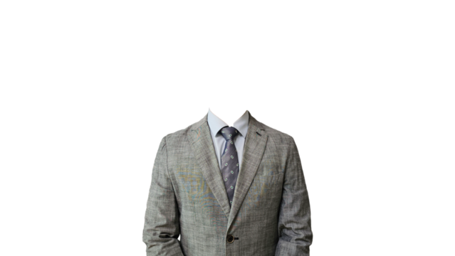 정장차림의 얼굴합성이 가능한 이력서, 면접 사진용 배경제거 사진