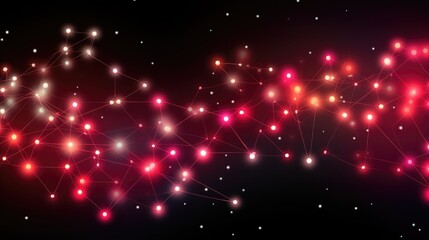 A vibrant abstract background featuring interconnected nodes and glowing lights in shades of red and white.