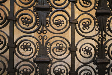 Wrought iron fence with geometrical details