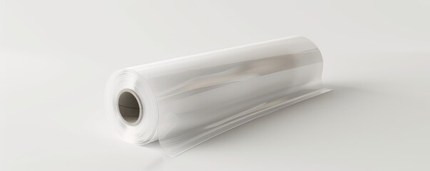 The roll of white polyester film gleams on a clean, neutral background, showcasing its reflective properties and smooth texture.