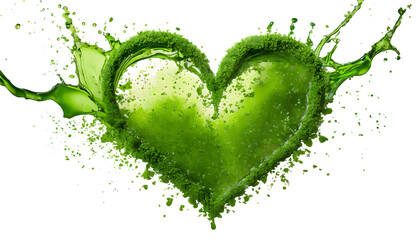 shape of a green heart eco concept love Splashes. Generative AI.