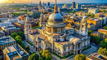 Naklejka premium Stunning Aerial View of St Paul's Cathedral Surrounded by Urban Landscape and Historic Architecture