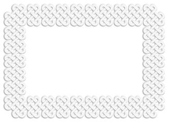 Celtic knot braided frame, white. Linear border made with Celtic knots, which looks like a plaster ornament, for use in St. Patrick's Day designs.