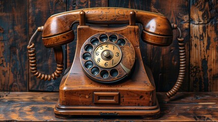 Vintage Wooden Rotary Dial Telephone