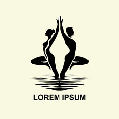 Man and woman couple yoga logo design