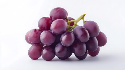 An extremely clear bunch of purple grapes with sharp details, isolated on a clean white background, perfect for food advertising
