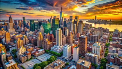 Stunning New York City Rooftop View with Skyline, Skyscrapers, and Vibrant Urban Atmosphere