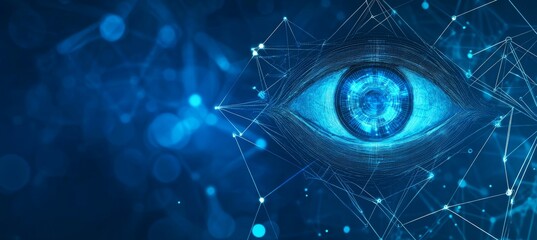 Digital Eye, Abstract Vision Futuristic Technology Concept Connected Dots, Lines, and Triangles