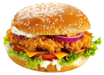 PNG Crispy chicken sandwich with toppings