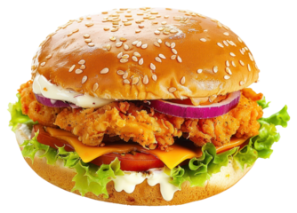 PNG Crispy chicken sandwich with toppings