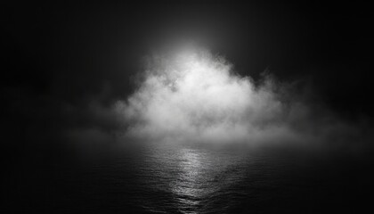 Fototapeta premium White Smoke Cloud Reflecting in Dark Water