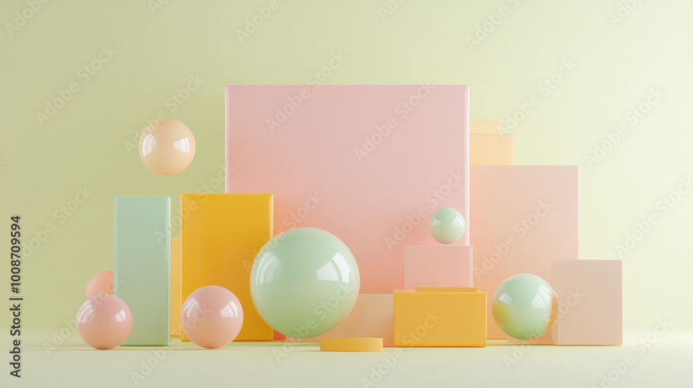 Aufkleber artful geometric shapes in soft pastel colors create serene and modern composition, perfect for insp