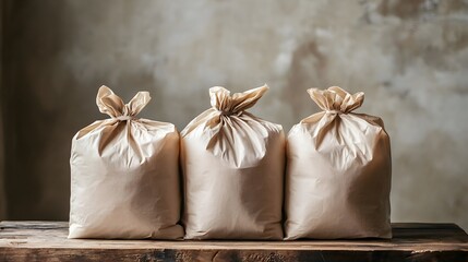 bags of garlic on the market