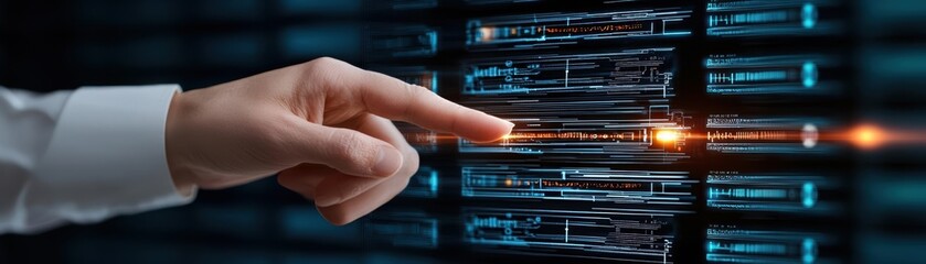 Futuristic image of AI processing and analyzing large datasets to inform business strategies, big data, enterprise AI insights