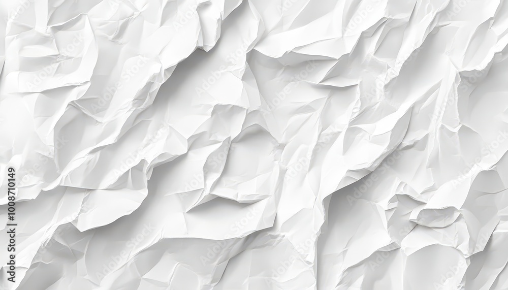 Poster abstract texture of a crumpled white sheet of paper