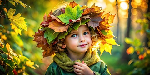 Stylish Children in Leaf-Inspired Fashion, Celebrating Nature's Beauty and Playfulness in Outfits