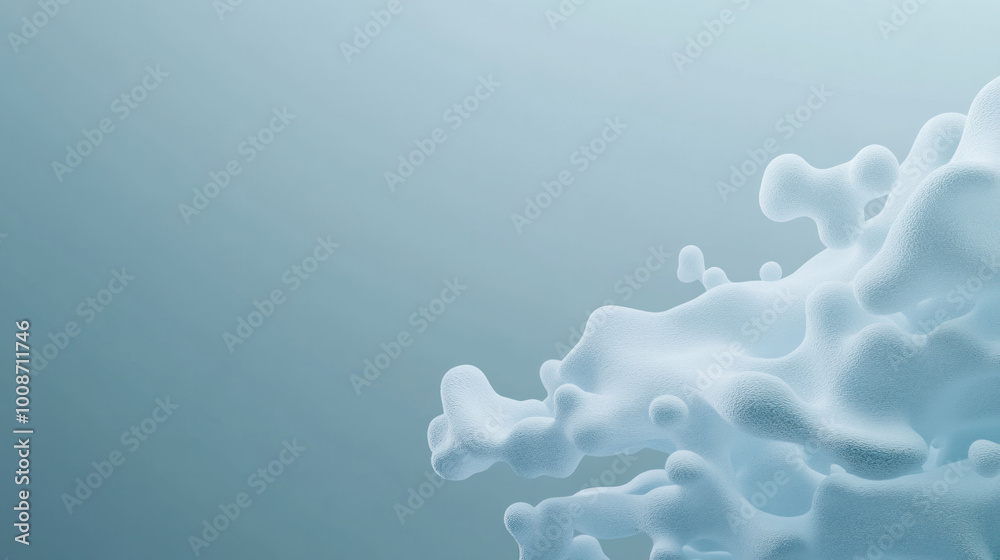 Fototapete Organically textured microbial clusters create visually captivating scene, showcasing intricate forms and soft colors that evoke sense of calm and wonder
