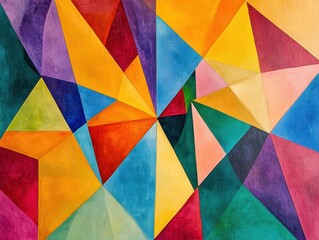 Fototapeta premium Abstract Geometric Painting with Vibrant Colors