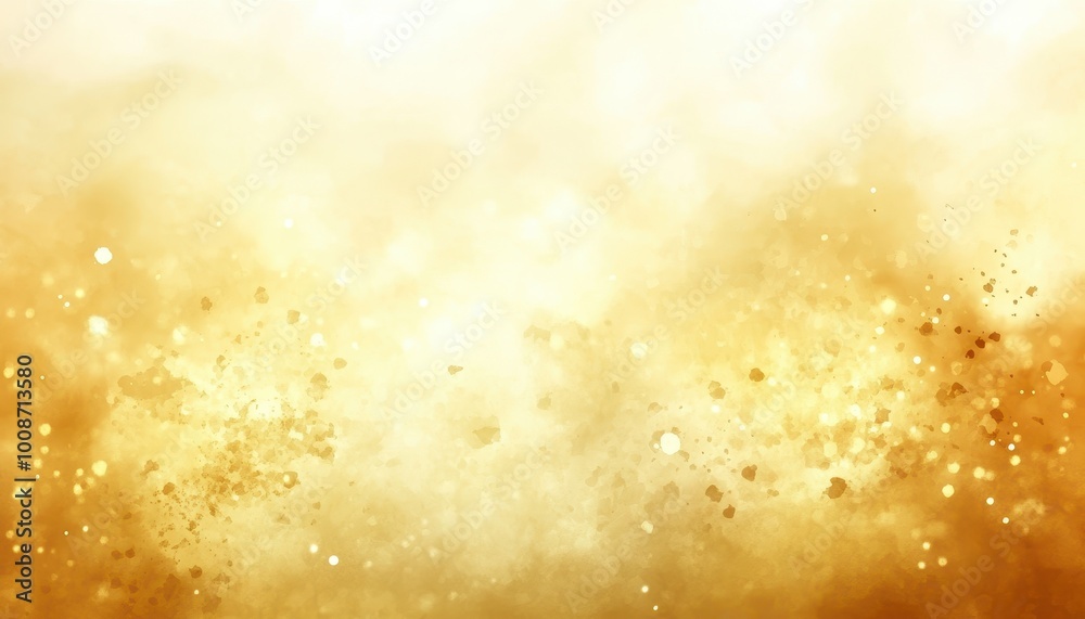 Poster abstract golden background with watercolor splatter and bokeh