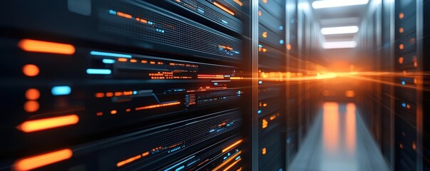 Fototapeta premium AI-driven data center visualizing massive datasets and transforming them into business intelligence, big data, AI data center