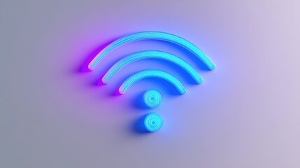 Obraz premium Neon Wi-Fi Symbol with Vibrant Glow Effects