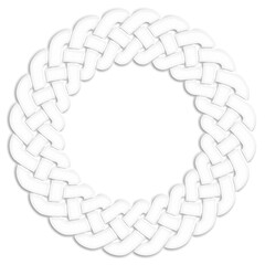 Obraz premium Celtic circular frame, white. Linear border made with Celtic knots, which looks like a plaster ornament, for use in St. Patrick's Day designs.