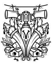 Complex Black and White Abstract Symmetrical Illustration