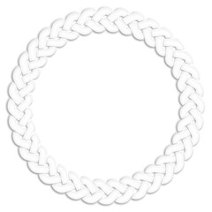 Celtic knots circular frame, white. Linear border made with Celtic knots, which looks like a plaster ornament, for use in St. Patrick's Day designs.