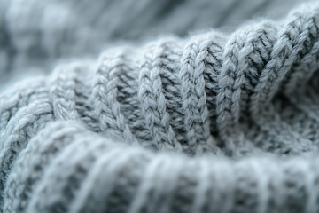 Close-up of soft grey knitted fabric texture.