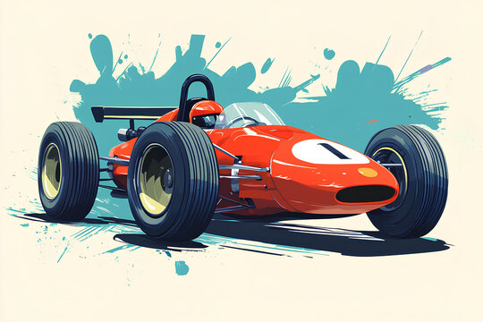 red race car with number one clip art preview