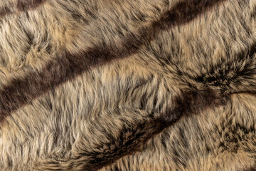 Faux Fur Fabric Texture with luxurious rich brown and beige color palette and stripes