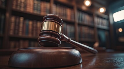 Wooden gavel on a table. This image is great for legal and justice themes.