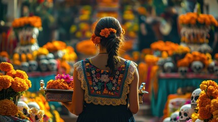 Vibrant Floral Celebration: A Captivating Scene of Tradition and Color